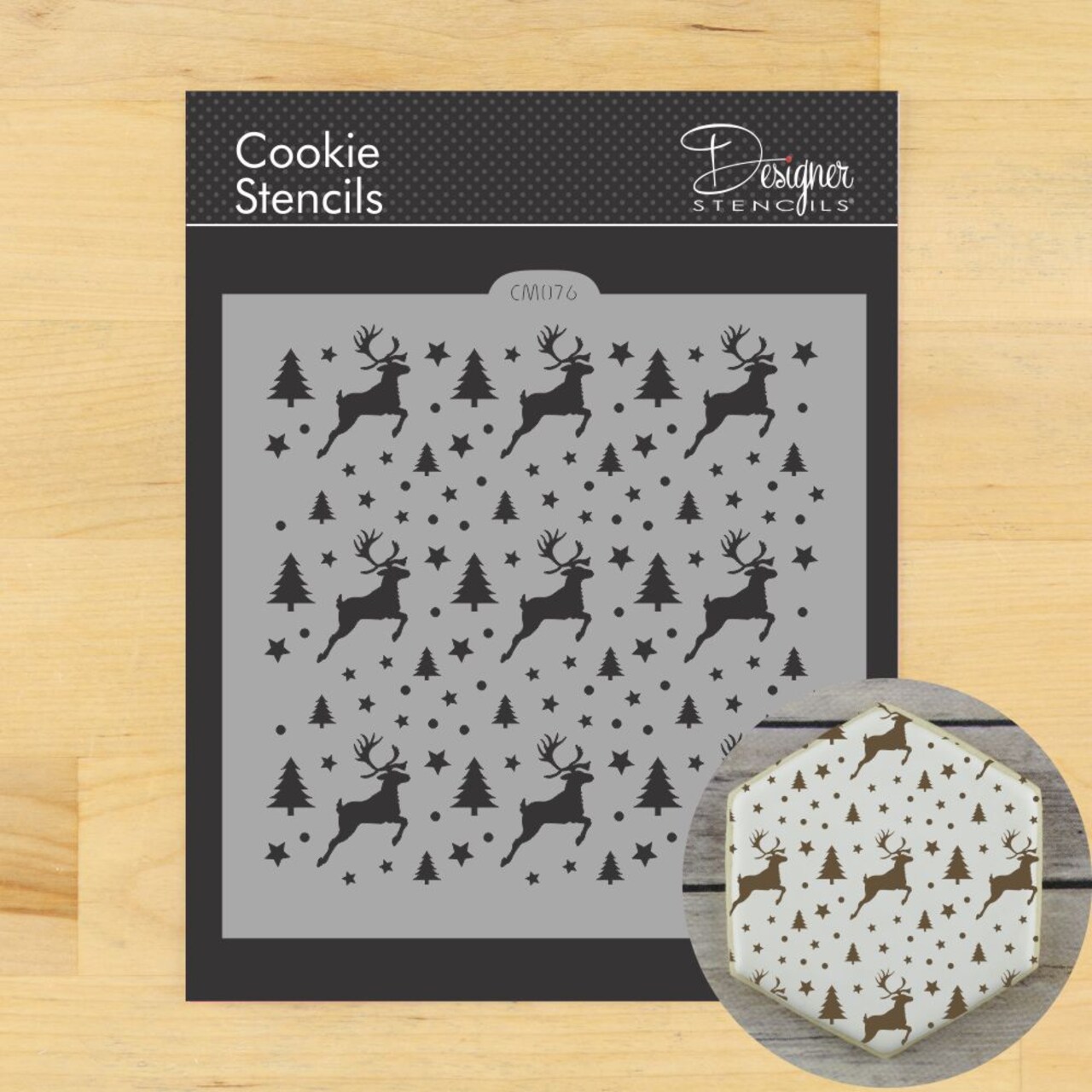 Prancing Reindeer Cookie & Craft Stencil | CM076 by Designer Stencils | Cookie Decorating Tools |